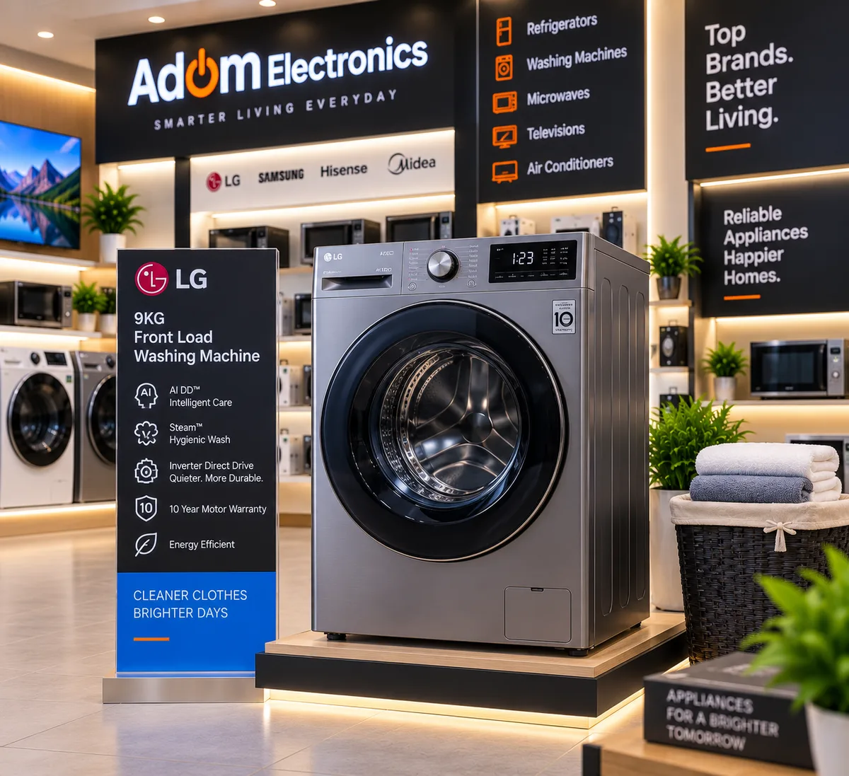 LG 9kg front load washing machine