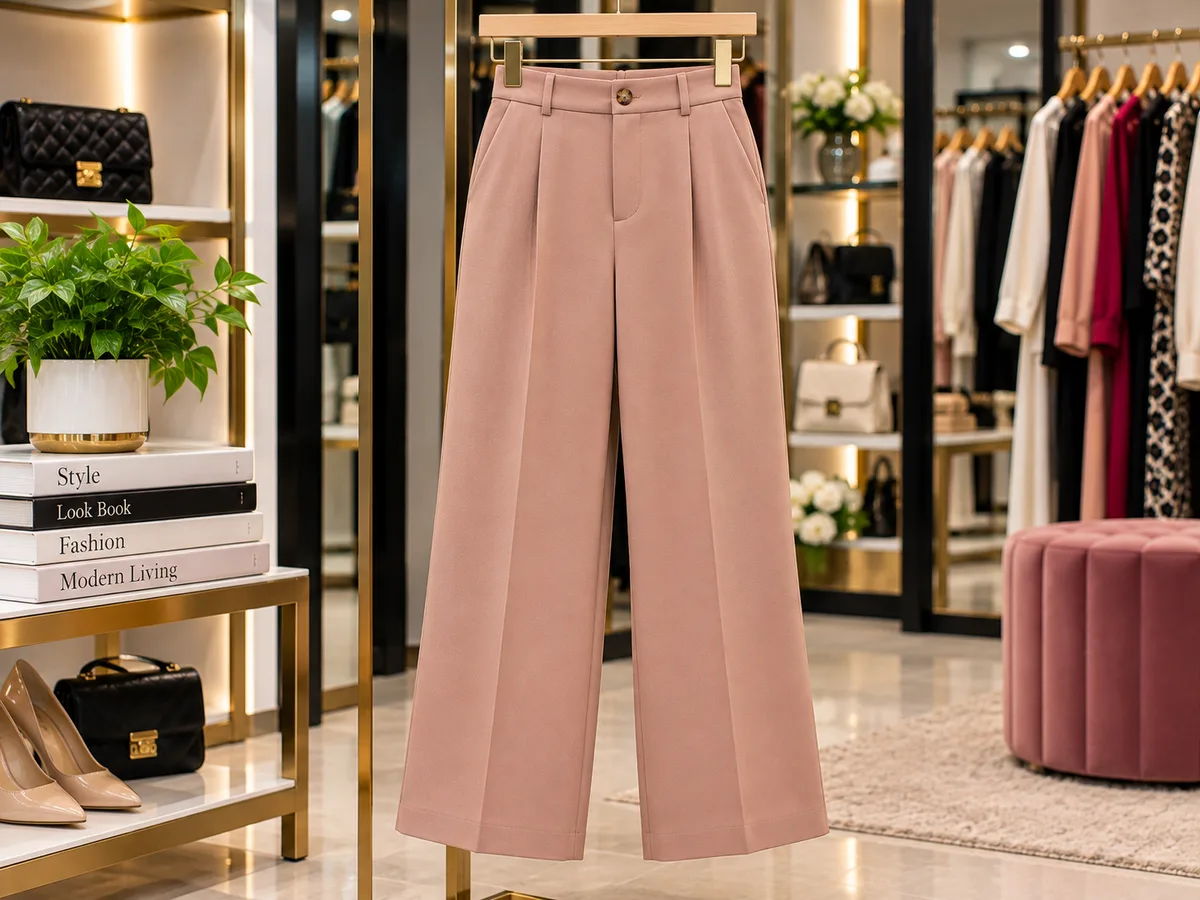 Wide leg trousers, blush