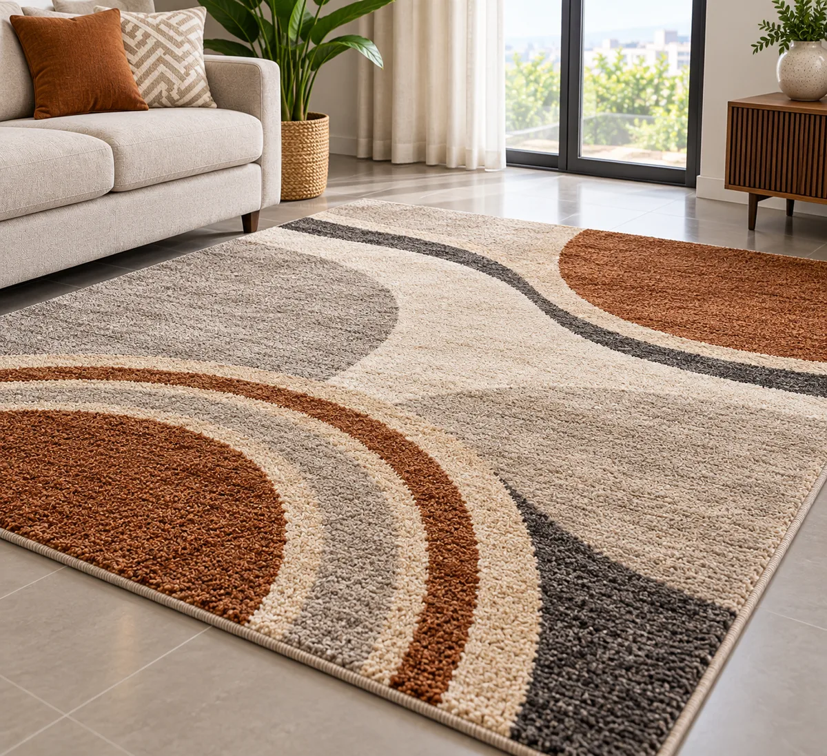 Patterned area rug, 200 by 290