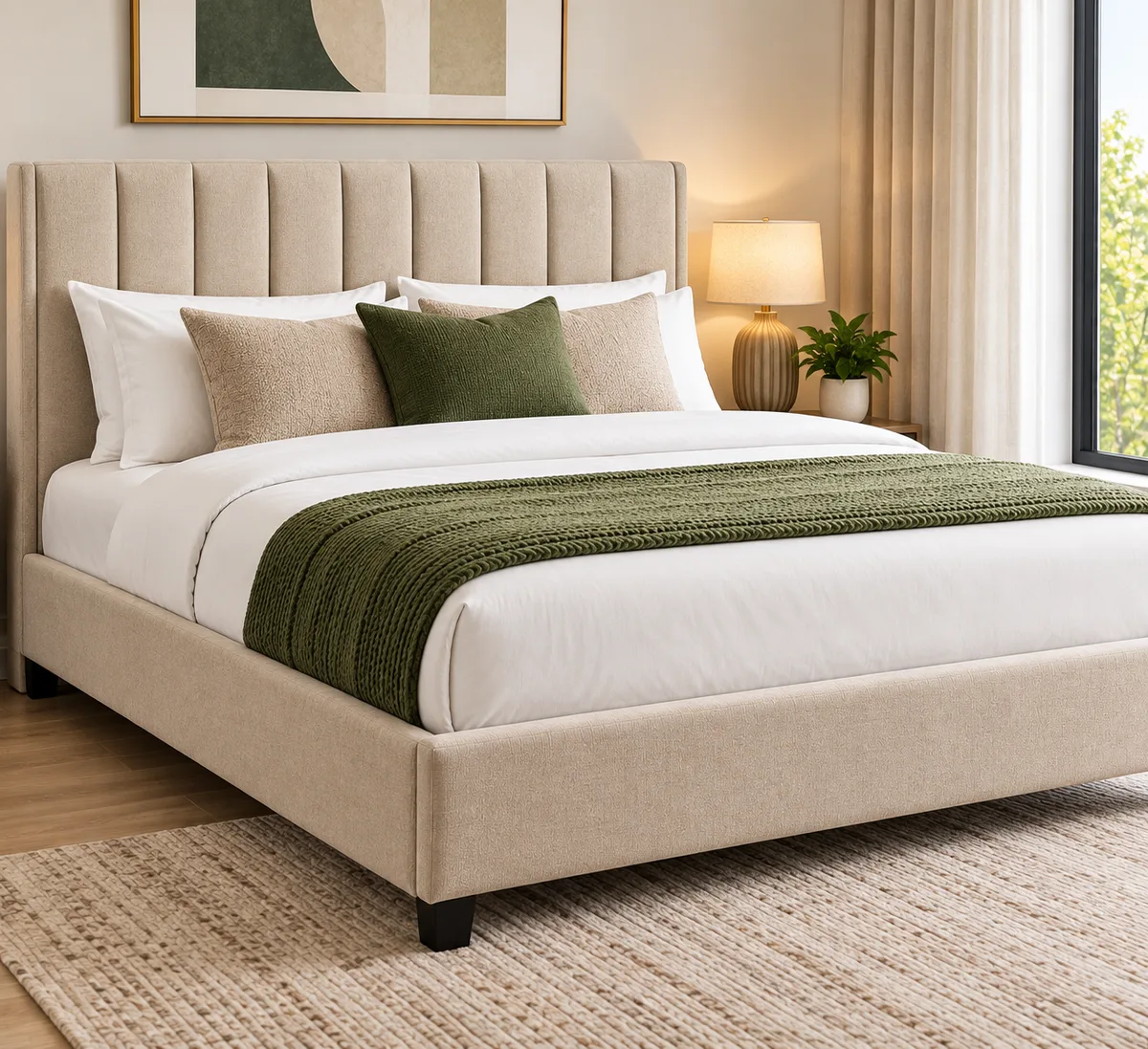 Upholstered king bed frame